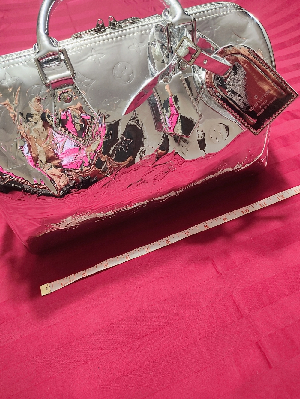NEW Designer Monogram Speedy Metallic Mirror Silver Handbag LV MUST HAVE! - Picture 6 of 9